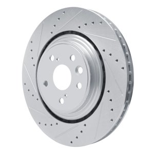 Lexus RX350h Brake Rotor (1) - Front Left - R1 Concepts - Drilled & Slotted - Silver - `20-`25